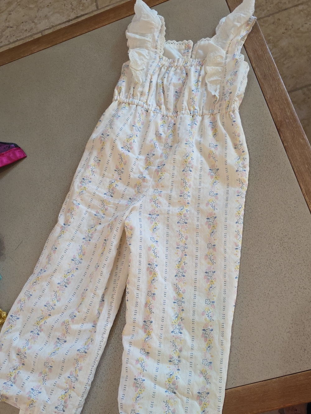 Tommy Bahama Ivory Floral Ruffled-Strap Wide-Leg Jumpsuit